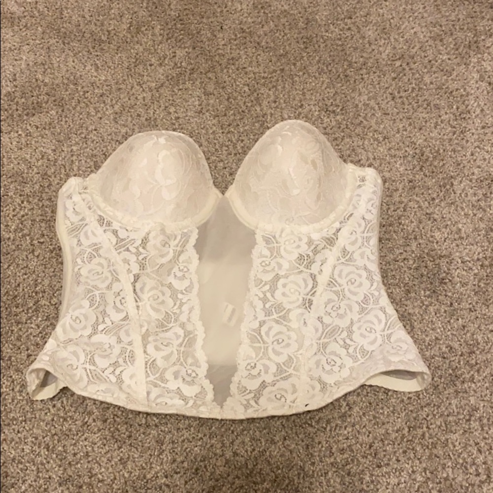 Sheer lace corset.